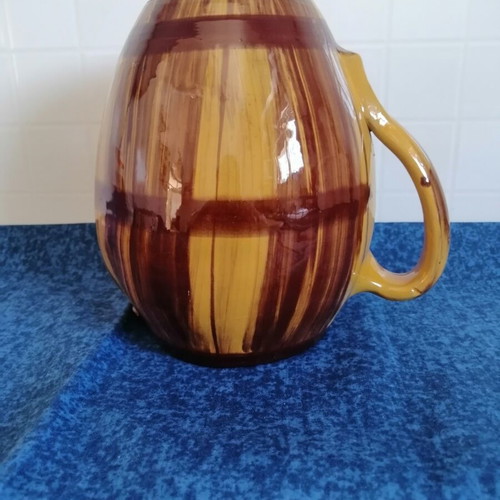 Clay wine jug vintage handmade glazed ceramic