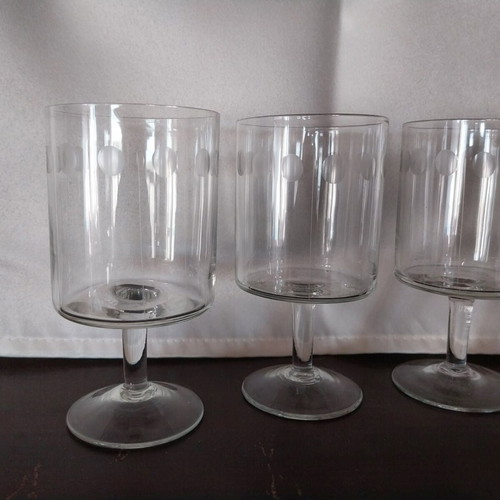 Set of 4 vintage liqueur glasses from the 70s, glass with stem