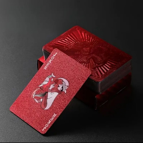 Red plastic waterproof non-slip playing cards new