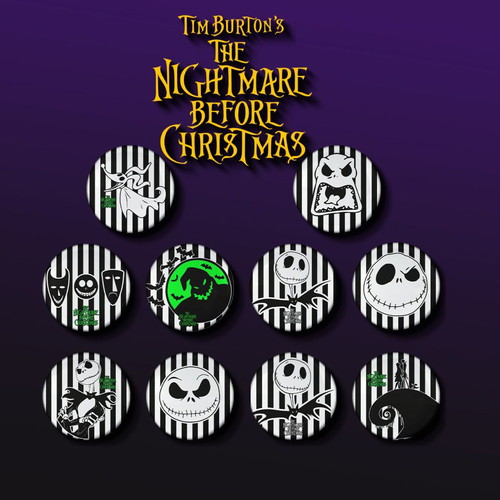 Nightmare Before Christmas Jack Skellington pin set 10 pieces 2.5cm new