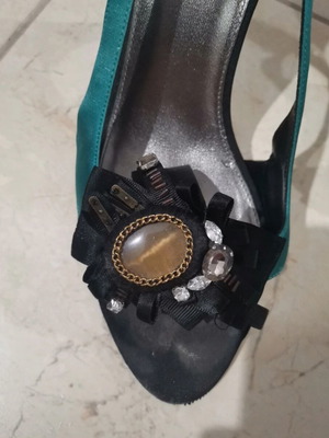 Karen Miller evening sandals used, turquoise, size 40