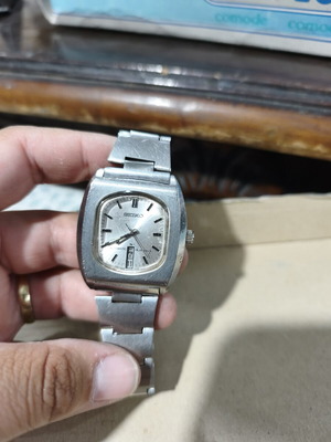 Seiko automatic men's watch used vintage TV screen case silver dial