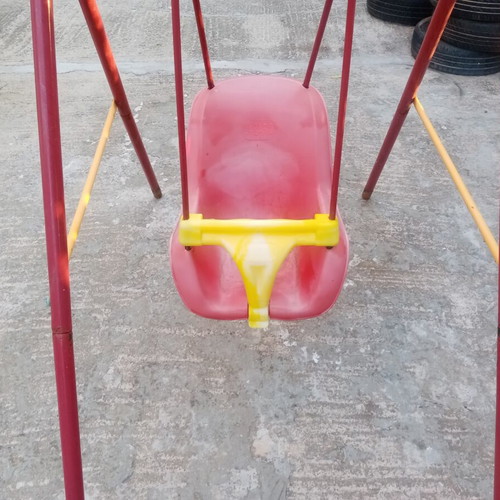 Lazarid outdoor swing with metal frame and plastic seat
