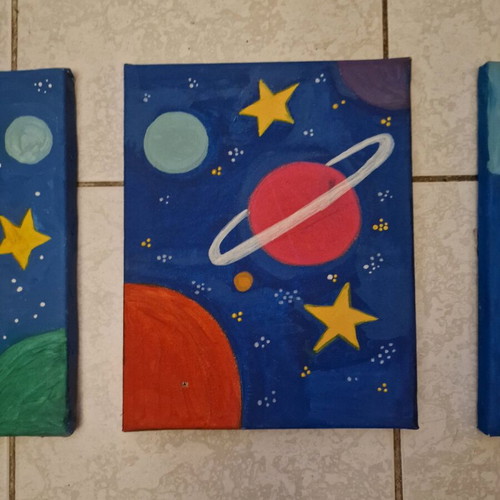 Children's canvas paintings set of 3, like new, 30x24 cm