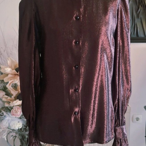 Les Bourdelles Des Garcons metallic blouse brown like new, size M