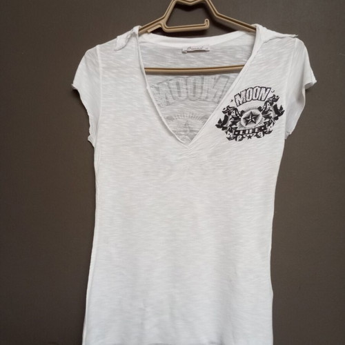 Blanco T-shirt with rhinestones, Moon Life design