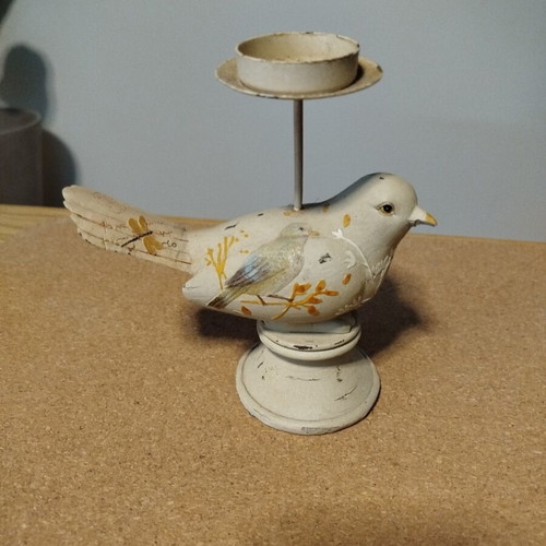 Bird Candle Holder used, wood and iron