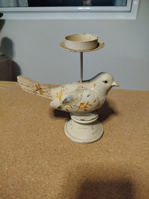Bird Candle Holder used, wood and iron