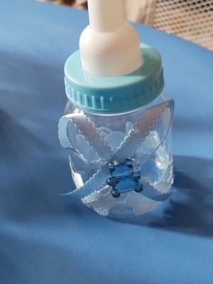 Small baby bottle for baptism favor sky blue, new, pack of 22