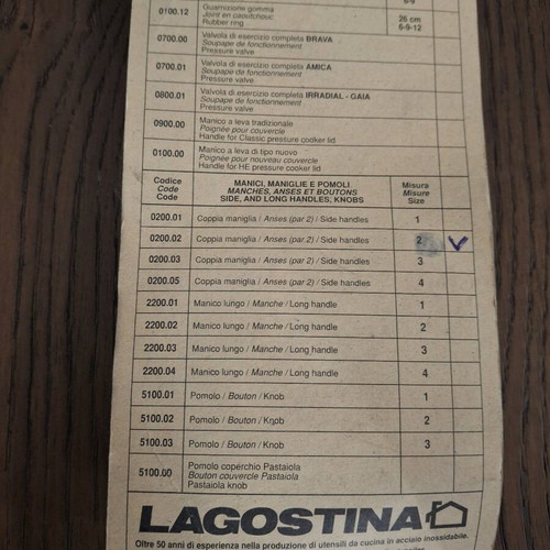 Lagostina No2 Handles with Screw new
