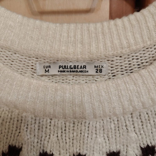 Pull&Bear women's wool sweater like new, medium, white with patterns
