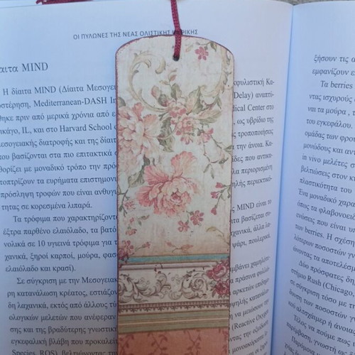 Vintage handmade wooden MDF bookmark shabby chic style