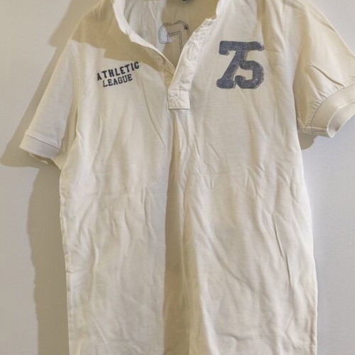 Bershka white short sleeve pique polo shirt, size XS