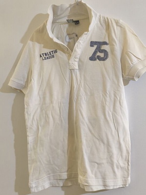 Bershka white short sleeve pique polo shirt, size XS