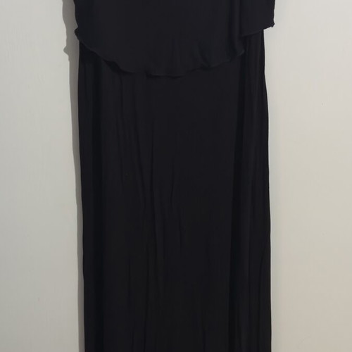 Black long dress used, size L, cool mako fabric, shoulder ties