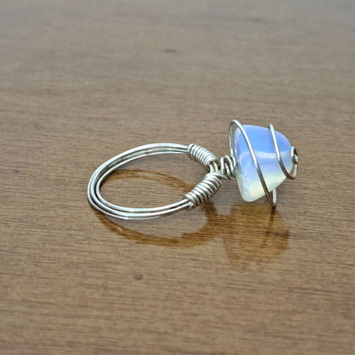 Opalite Ring with Silver Wire Handmade, Like New