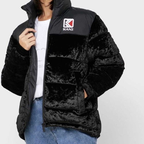 Karl Kani Retro Velvet Puffer Jacket new, women's size M, black