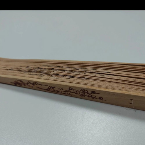 Wooden Vietnamese fan handmade with pyrography new