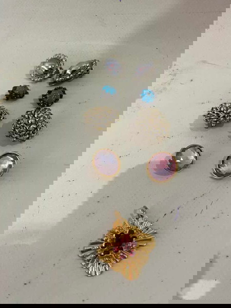 Винтидж комплект от 4 чифта обеци и 1 necklace червено-златно