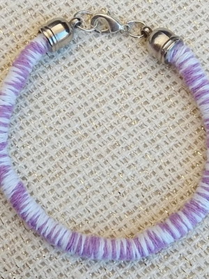 Fabric rope style bracelet white and purple new