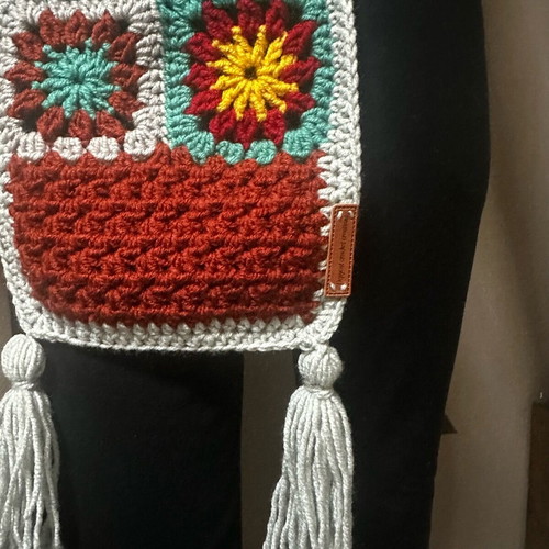 Scarf new, handmade with granny square technique multicolor