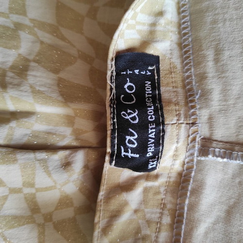 Vintage set with shiny gold and beige fabric, top M and capri XXL