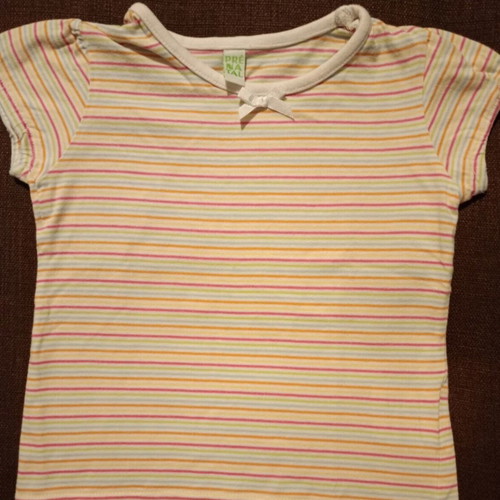 Prénatal striped short-sleeve t-shirt for 2-year-old girl, new, 100% cotton