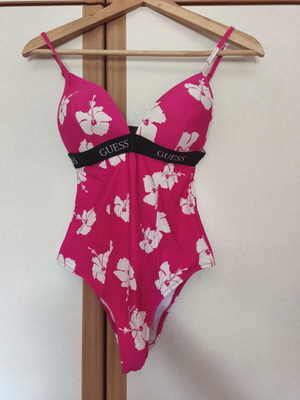 Guess one-piece swimsuit new, white and pink, size S