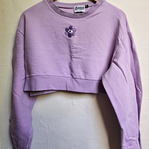 Crop sweatshirt Adelie Pengu like new, lilac, one size