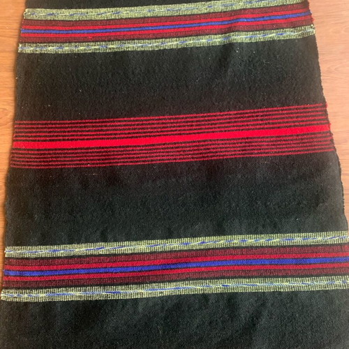 Traditional wool woven rug new with colorful stripes
