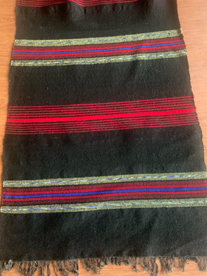 Traditional wool woven rug new with colorful stripes