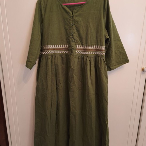 Shein cotton dress new, size XL, green with pockets