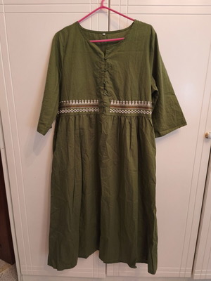 Shein cotton dress new, size XL, green with pockets