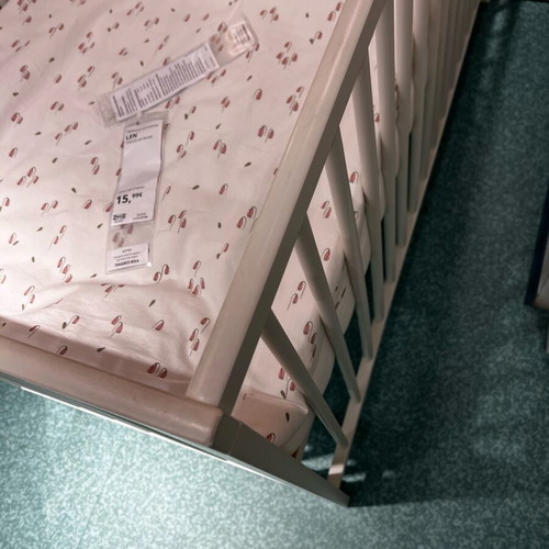 Baby cot new, white natural wood IKEA model in box