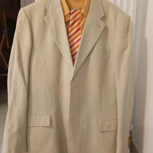 Linen ecru suit set with shirt and tie like new