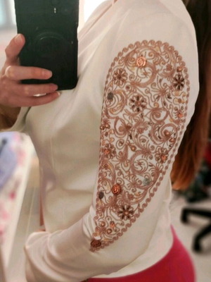 Άσπρο σατέν σακάκι Toi&Moi καινούργιο με rose gold κέντημα