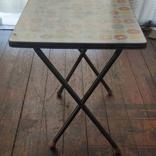 Vintage folding table with Flower Power formica, 1970s