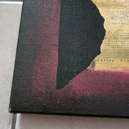 Canvas painting like new with abstract design and musical notes
