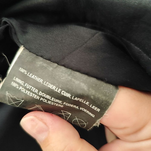Vintage Iso leather motorcycle jacket used, size medium, black and white