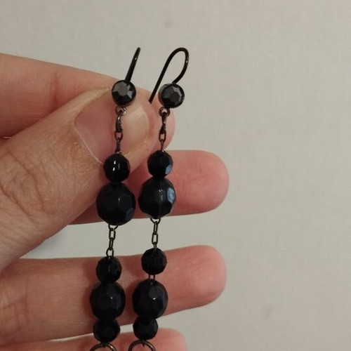 Bijou Brigitte black gothic dangling earrings new
