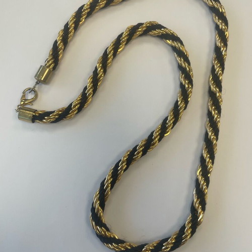 Long knitted chain necklace black gold used