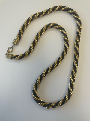 Long knitted chain necklace black gold used