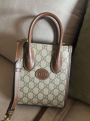 Gucci Mini Tote Bag like new, beige, crossbody strap