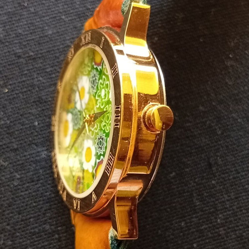 Murano gold-plated watch 32 mm new, Swiss quartz