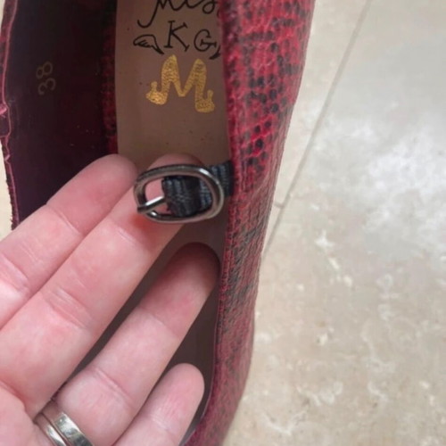 Mary Jane red snake print leather heels like new, size 37