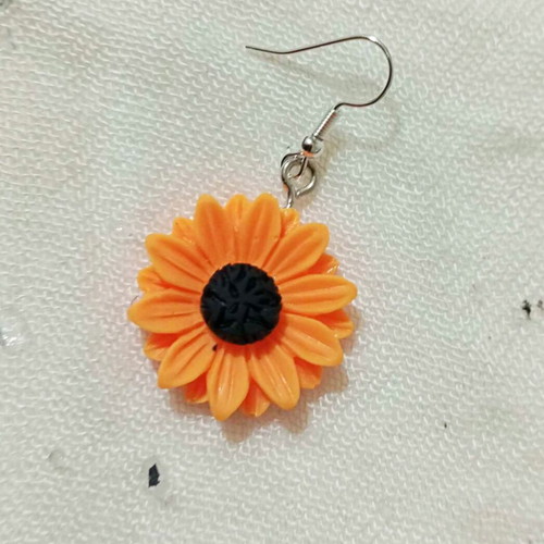 Sunflower Earrings new, acrylic resin, yellow and brown