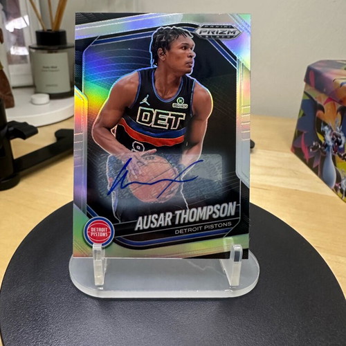 2024-25 Panini Prizm Black Ausar Thompson Silver Auto #90 Pistons card new