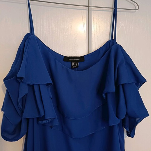 Primark sleeveless blouse with ruffles like new, blue, size XL