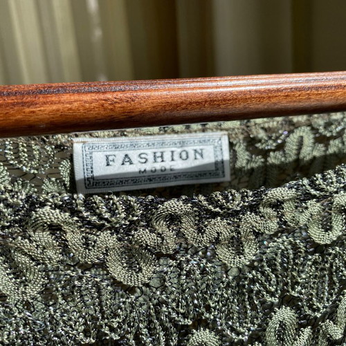 Embroidered dress with silver thread, size small-medium, elastic