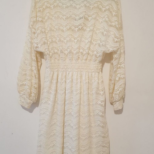 Boho lace dress beige new Anel with bell sleeves